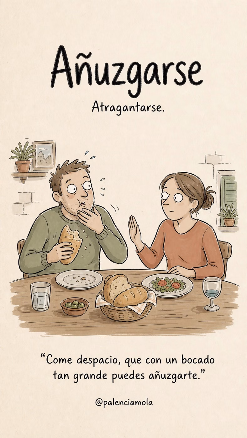 Ilustración de Añuzgarse: Atragantarse.