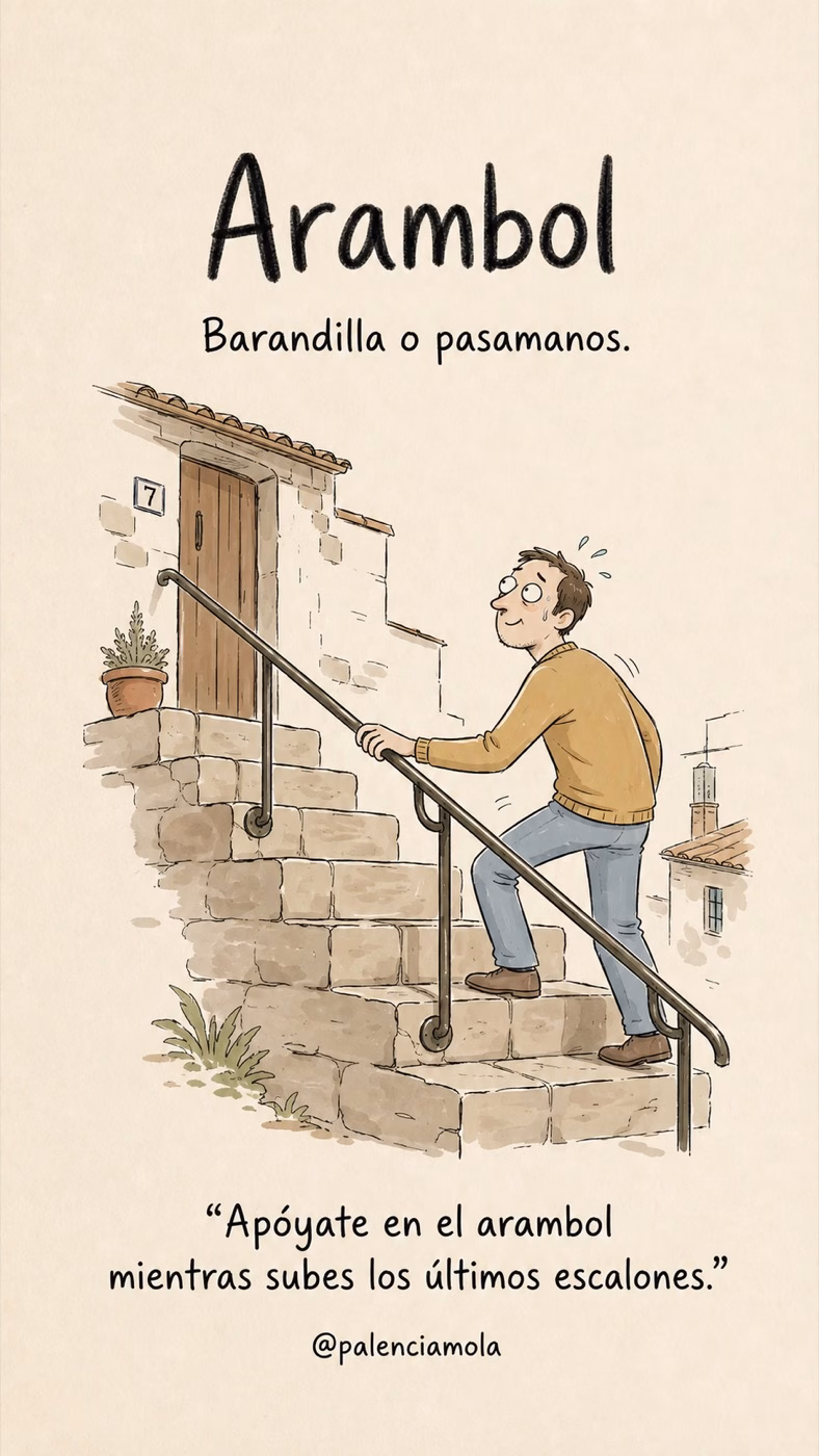 Ilustración de Arambol: Barandilla o pasamanos.