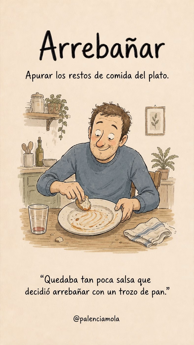 Ilustración de Arrebañar: Apurar los restos de comida del plato.
