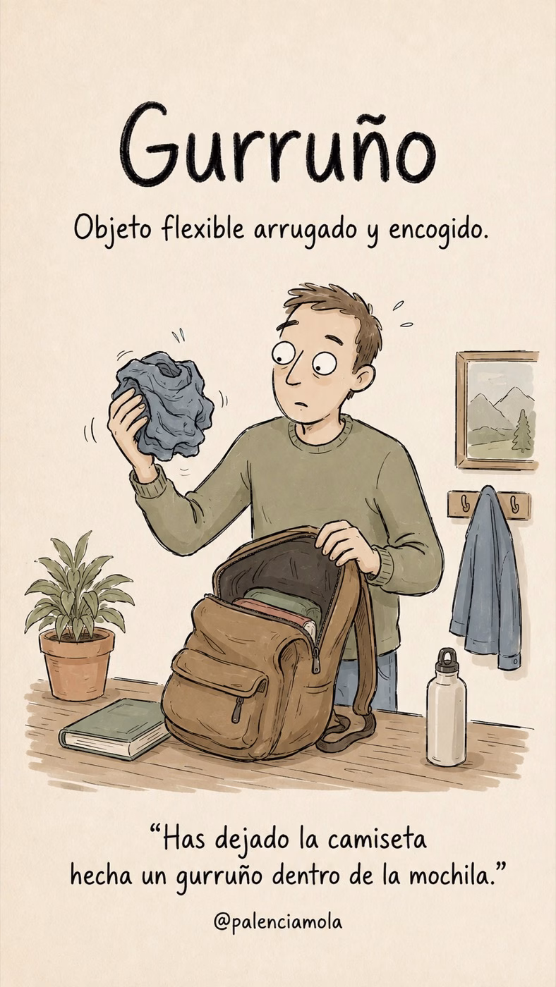 Ilustración de Gurruño: Objeto flexible arrugado y encogido.