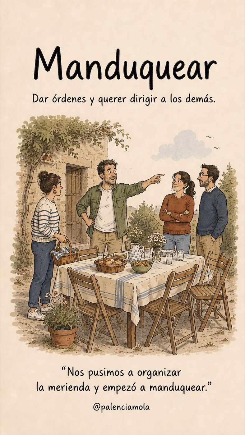 Ilustración de Manduquear: Dar órdenes y querer dirigir a los demás.