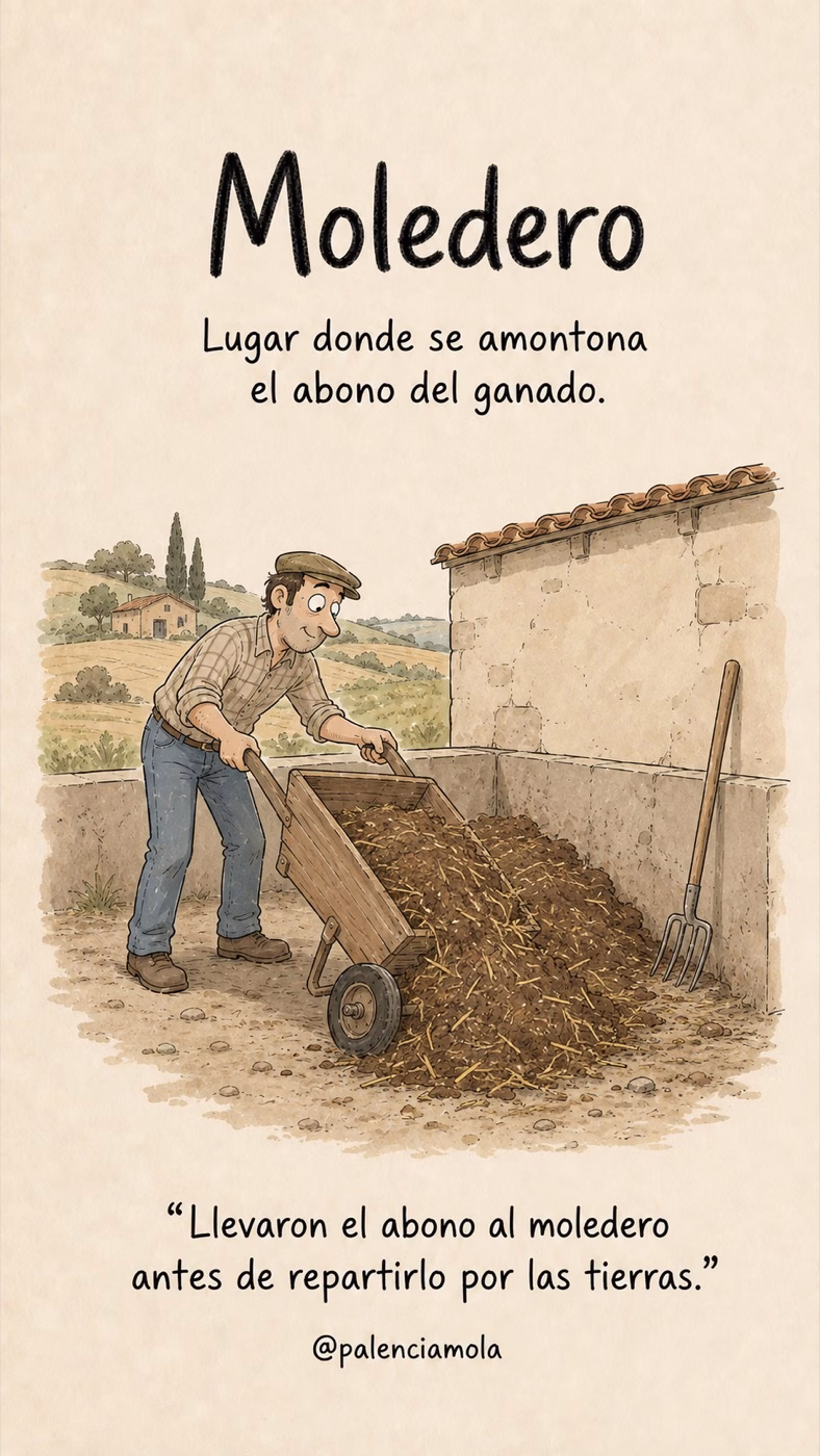Ilustración de Moledero: Lugar donde se amontona el abono del ganado.