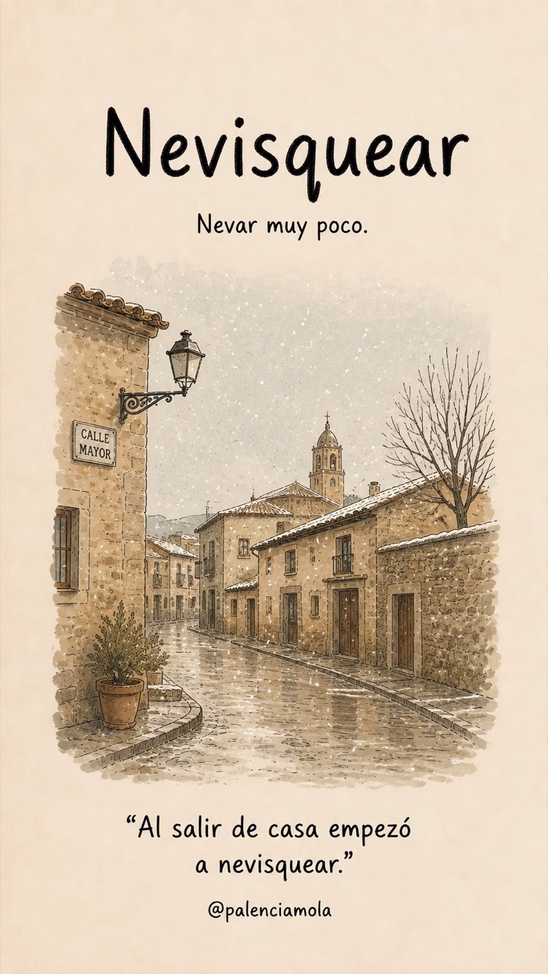 Ilustración de Nevisquear: Nevar muy poco.