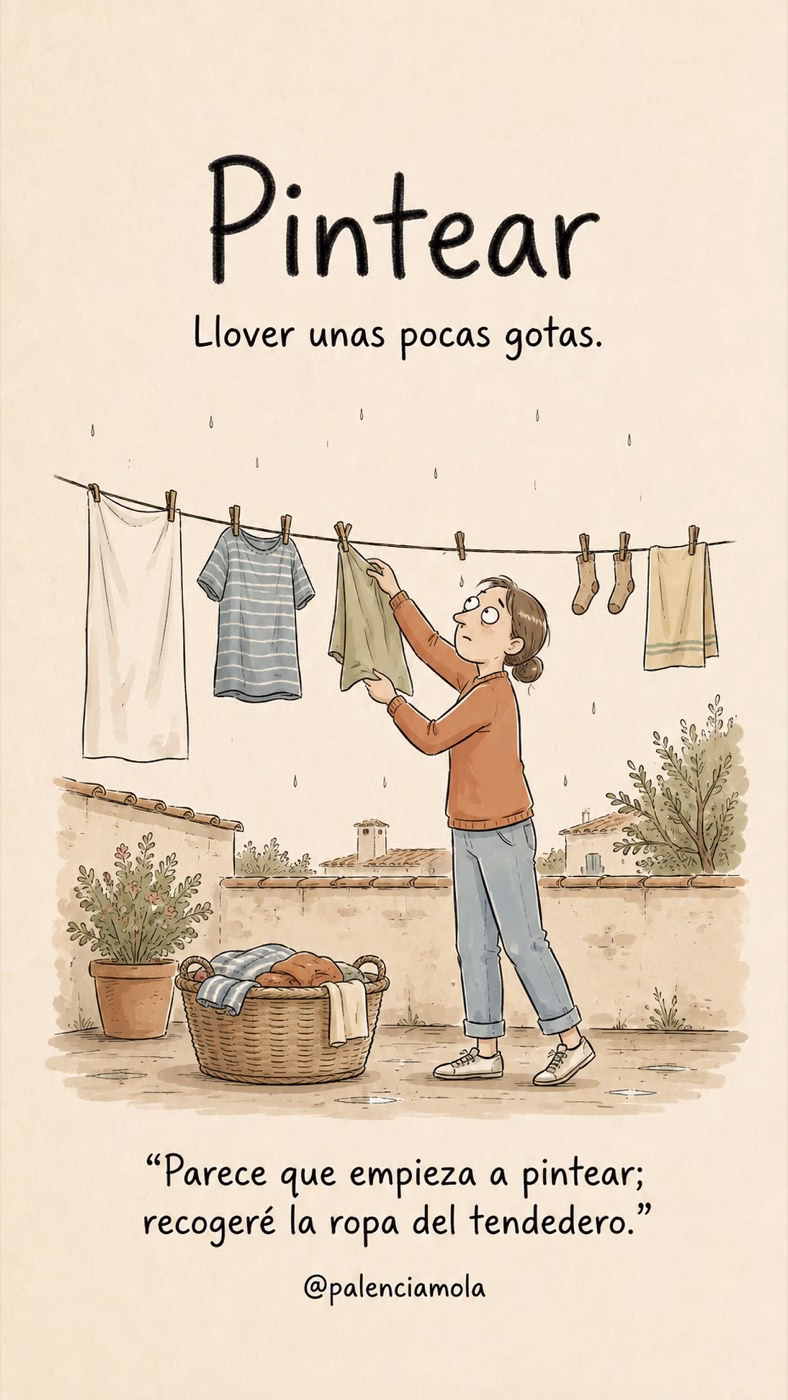 Ilustración de Pintear: Llover unas pocas gotas.