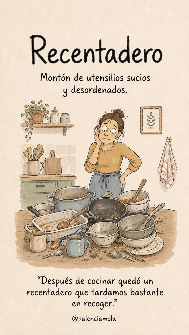 Recentadero Ilustración de Recentadero: Montón de utensilios sucios y desordenados.