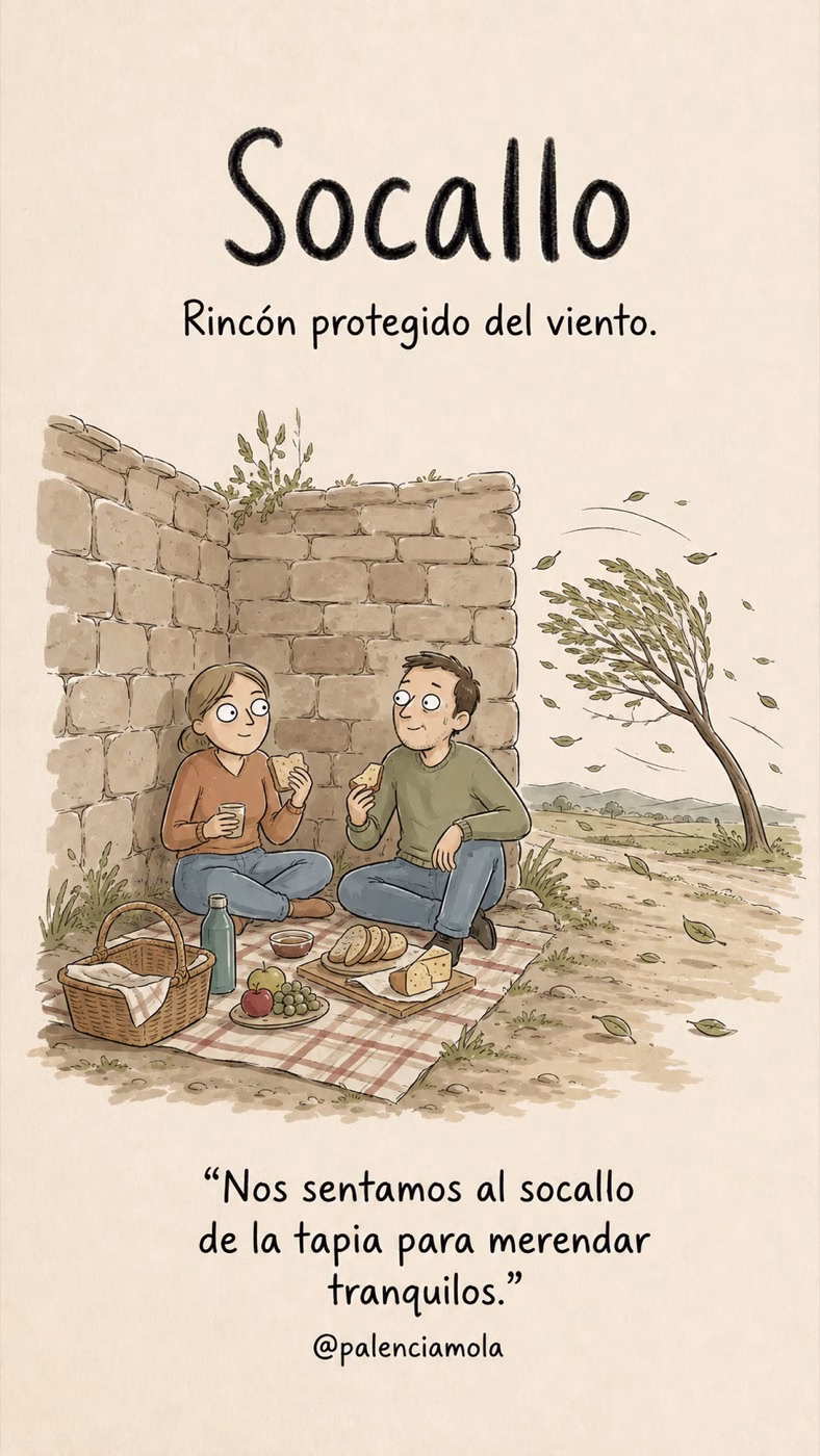 Ilustración de Socallo: Rincón protegido del viento.