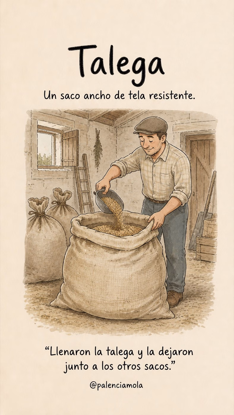 Ilustración de Talega: Un saco ancho de tela resistente.